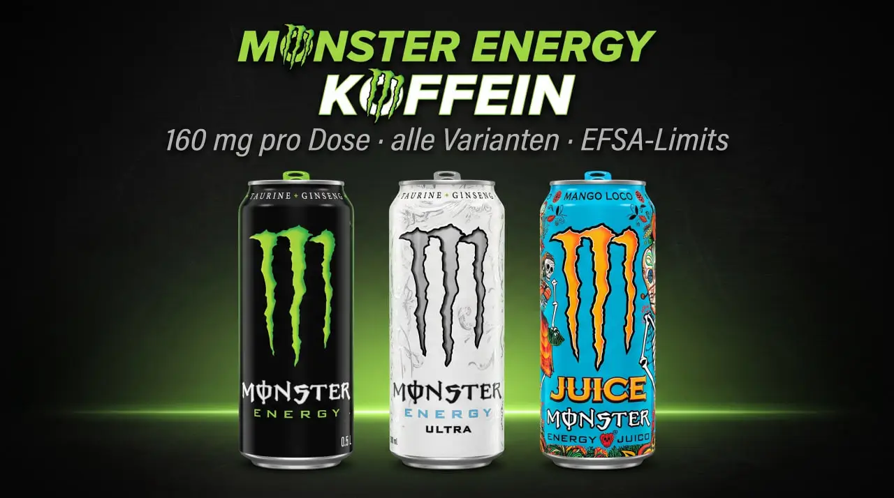 Monster Energy Koffein – Schnellreferenz mit 160 mg pro 500-ml-Dose